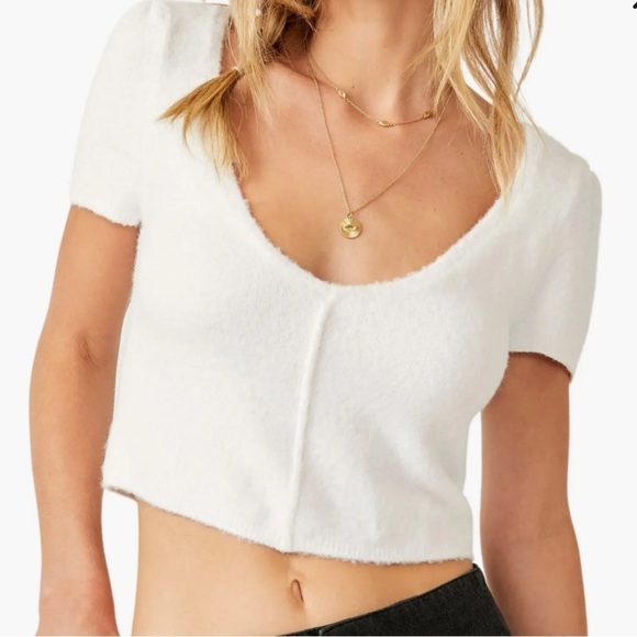 NWT Free People Intimately Keep Me Warm Crop Sweater in Ivory. Size Large - Picture 2 of 14